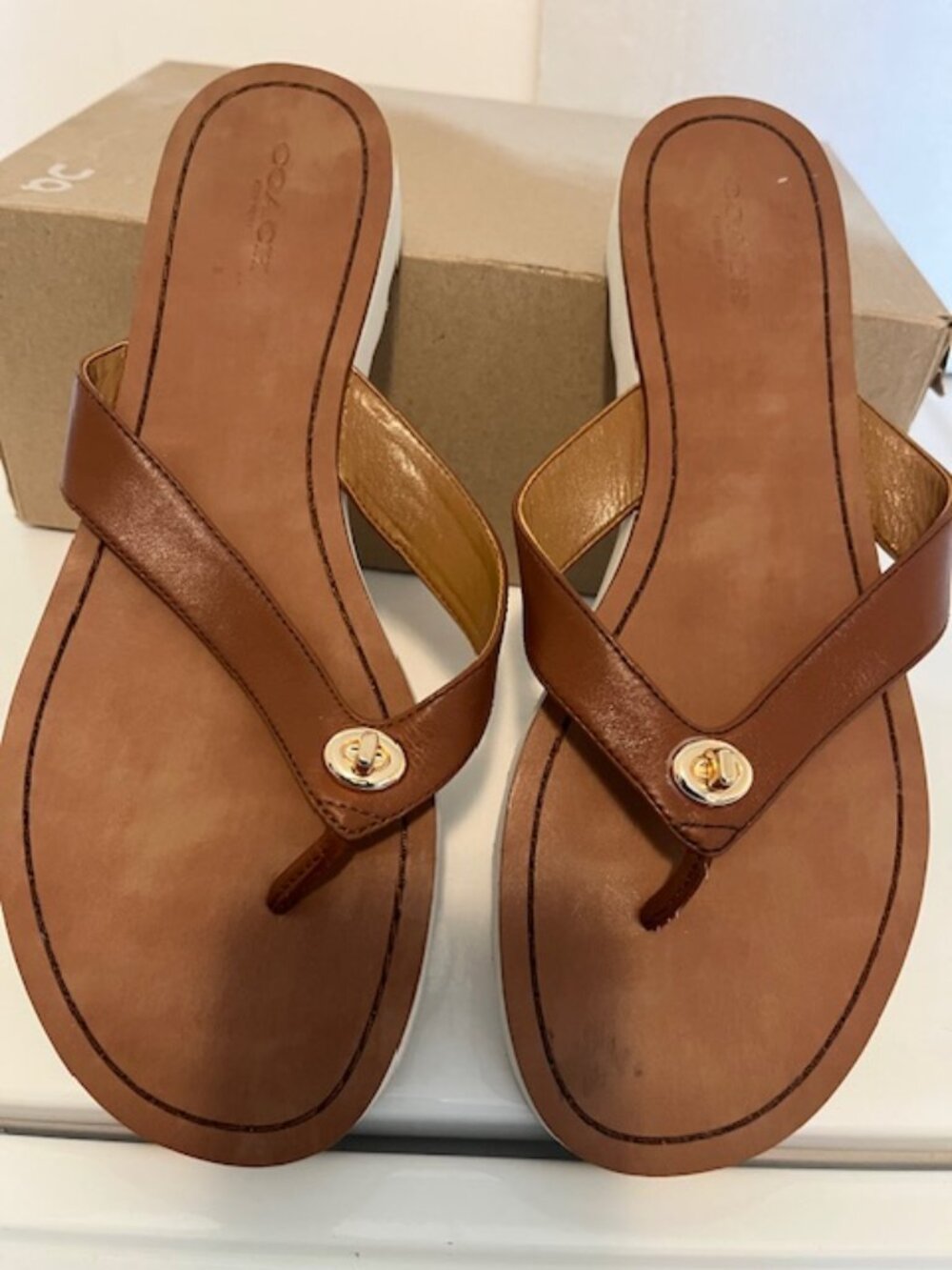 Coach thong leather sandal.
